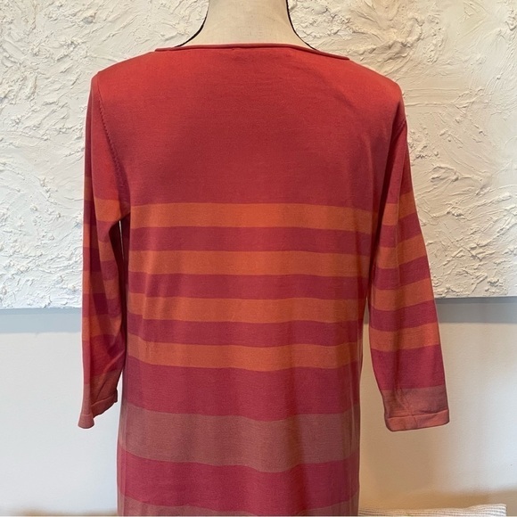 Peruvian Connection Striped Knit Dress Orange Womens 3/4 Sleeve Sz M - Picture 6 of 6